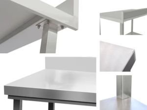 โต๊ะทำงานสแตนเลสชัยชนะ6ขาและล้ออุปกรณ์เบเกอรี่ INOX สำหรับโรงแรมและร้านอาหาร - Product Image 3