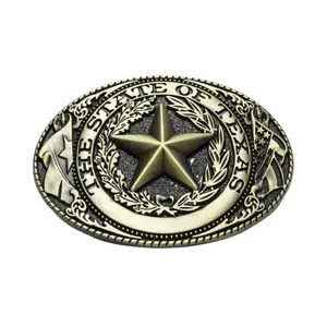 Fabriek Custom Gepersonaliseerde Riem Accessoires Western Cowboy Riem Gesp Met Vijf-Puntige Ster Riem Gesp Voor Mannen