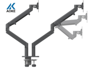 Support double moniteur AOKE, support de bureau réglable, bras pour moniteur LCD, en alliage d'aluminium et acier, produit en stock