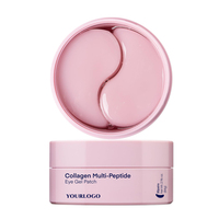 Masque pour les yeux en hydrogel personnalisé OEM avec logo privé, 30 paires, raffermissant, éclaircissant, patchs en gel pour les cernes sous les yeux