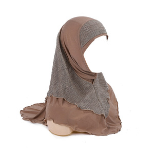 Voile d'été en coton pour femmes malaises, avec patchwork en chanvre et soie dorée, imprimé numérique, voile intérieur en maille, châ<span class=keywords><strong>les</strong></span> ethniques - Product Image 2