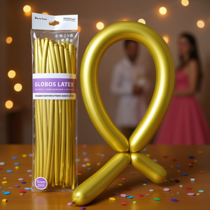 Globos de látex Party Love 260 dorados metálicos, paquete de 50 unidades para decoración de cumpleaños - Product Image 3