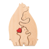 Figurines en bois sculptées à la main, Art moderne, Sculpture en bois durable, Ours Anima, Ours en puzzle, Ours en famille, Cadeaux, Magasins