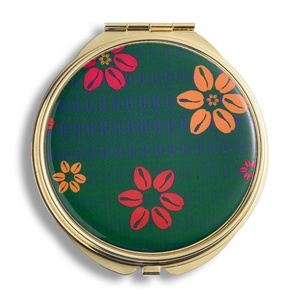 Espejo de Bolsillo Metálico Redondo Personalizado con Logotipo en Adhesivo Epóxico, Espejo de Maquillaje Mini Chapado en Oro de Doble Cara - Product Image 1