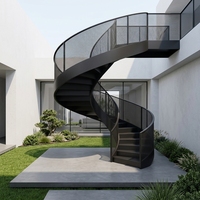 Escaliers rotatifs commerciaux personnalisés, escaliers en spirale en acier antidérapants pour l'intérieur, escaliers en arc métalliques pour appartement et villa