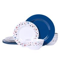 Ensemble de vaisselle rond moderne en mélamine Vaisselle lavable au lave-vaisselle pour les réunions de famille à l'intérieur et à l'extérieur