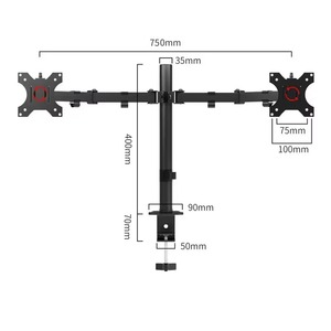 Soporte Metálico para Pantalla de 10"-27", Brazo Doble Ajustable para Monitor LCD, Soporte de Escritorio y Soporte para Laptop - Product Image 2