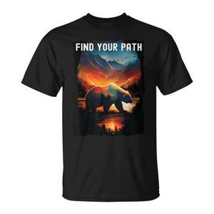 T-shirt Find Your Path Bear Mountains, design per escursionismo, campeggio, avventure all'aria aperta - Product Image 1