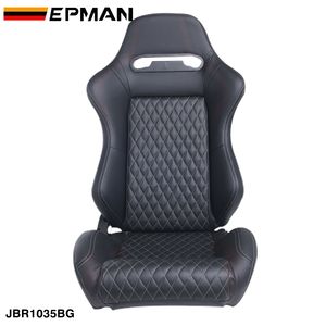 Asientos de Cubo de Carreras EPMAN Aptos para la Mayoría de Coches, Asiento Reclinable Izquierdo/Derecho, Cuero PVC Negro con Costuras Grises, JBR1035BG - Product Image 2