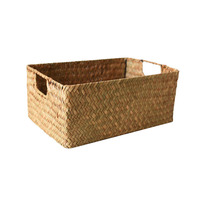 Panier de rangement rectangulaire en bambou tressé, grand panier décoratif d'organisation de style pastoral campagnard du Shandong