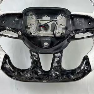 Volant de voiture en fibre de carbone pour <span class=keywords><strong>RTS</strong></span> Dodge Charger 2015-2022, style sport, cuir forgé blanc - Product Image 6