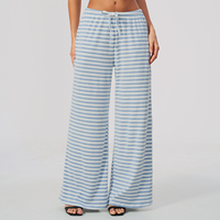 Pantalon de yoga ample à rayures pour femmes, pantalon évasé décontracté avec cordon de serrage, pantalon de détente doux et respirant, 5 couleurs disponibles