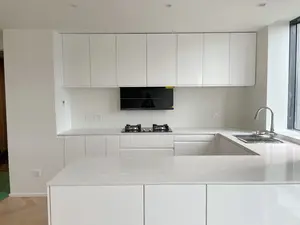 Modern basit yüksek beyaz parlak lake dolap mobilya iç tasarım fikir mutfak dolapları mutfak dolapları ve aksesuarları