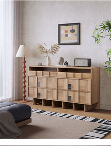 Moderne Simple Noir <span class=keywords><strong>Bois</strong></span> Massif Minimaliste Chambre à coucher Salon Buffet Commode de Rangement Armoire d'Entrée - Product Image 6