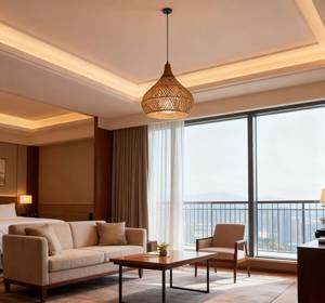 Lampadario Rotondo in Rattan Fatto a Mano, Illuminazione per <span class=keywords><strong>Cucina</strong></span> e Sala da Pranzo, Design <span class=keywords><strong>Moderno</strong></span> per <span class=keywords><strong>Soggiorno</strong></span>, Camera da Letto e Ristorante - Product Image 6