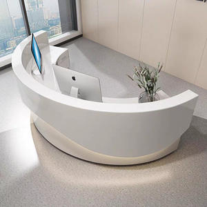 Mostrador de Recepción Moderno y Minimalista, Lacado en Blanco, <span class=keywords><strong>para</strong></span> Clínica Dental o Cosmética, Mostrador Circular de Caja, Barra Frontal - Product Image 3