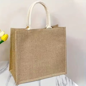 <span class=keywords><strong>Bolsa</strong></span> <span class=keywords><strong>de</strong></span> Mano Grande Ecológica <span class=keywords><strong>de</strong></span> Yute y Cáñamo, con Asas <span class=keywords><strong>de</strong></span> Cuerda, Diseño Personalizado con Logotipo, Reutilizable para Compras - Product Image 3