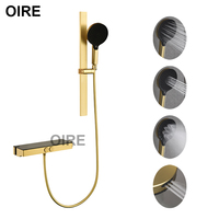 Oire Bathroom Wholesale Nouvelle Arrivée Robinet de Douche Thermostatique de Luxe en Laiton Brossé avec Barre de Douche Coulissante en Céramique pour Baignoire, Jet Pluie Doux