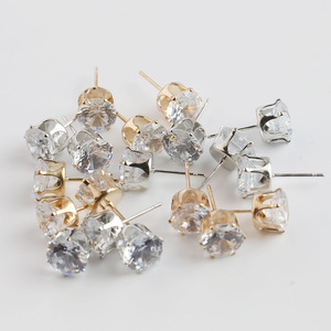 <b>Stud</b> <b>Earrings</b> <b>Crystal</b> Rhinestone Claw Setting White K Gold Color Everyday Wear Jewelry Accessories - Product Image 1