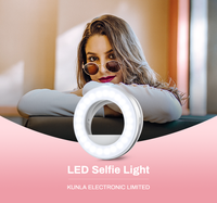 Huizon HZC-L05 Anneau lumineux à clip pour selfie, batterie 200 mAh, température de couleur 3500-6500K, lumière d'appoint LED rechargeable pour téléphone, idéal pour le maquillage et les vlogs