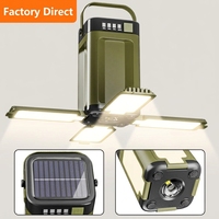 Lanterne de camping LED rechargeable à énergie solaire, étanche, pliable, avec affichage du niveau de batterie, 1000 lumens, faisceau de 50 m