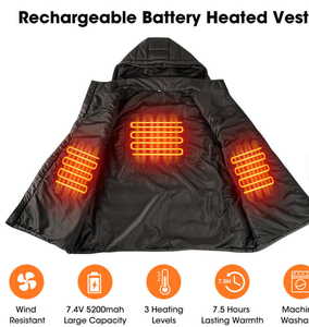 Chaqueta de lana con calefacción USB para hombre, calentador eléctrico con batería, chaleco térmico de invierno, chaqueta de plumón - Product Image 2