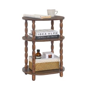 SENYU Étagère de présentation à 3 niveaux en bois artisanal, support de rangement ovale pour la décoration intérieure, salon, chambre à coucher - Product Image 1
