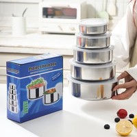 5 Pièces Ensemble Chauffe-Plats Moderne en Acier Inoxydable, Cocotte Chauffable avec Couvercle Intérieur, Récipient de Conservation Alimentaire pour Cuisine