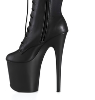 Chaussures de pole dance OEM 20 cm (8 pouces) au-dessus du genou, bottes de strip-teaseuse en cuir PU, à lacets, avec fermeture éclair latérale, chaussures de danseuse exotique