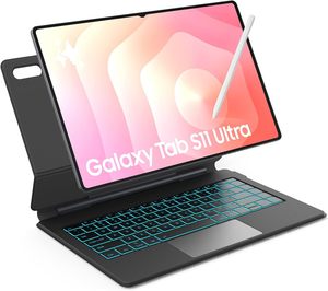 Custodia per tastiera magica Wireless con retroilluminazione magnetica personalizzata per <span class=keywords><strong>Samsung</strong></span> Galaxy <span class=keywords><strong>Tab</strong></span> S11 S10 <span class=keywords><strong>S9</strong></span> Ultra 2025 da 14.6 pollici - Product Image 1