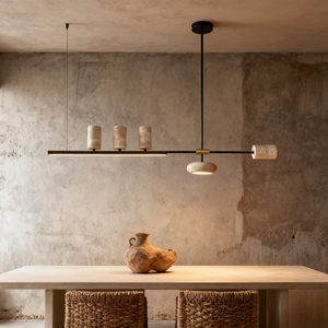 Lampada a Sospensione JACKSUN in Travertino Giallo Retrò, <span class=keywords><strong>Lampadario</strong></span> Lineare Wabi-Sabi per Cucina, Sala Artigianale e Bar - Product Image 4