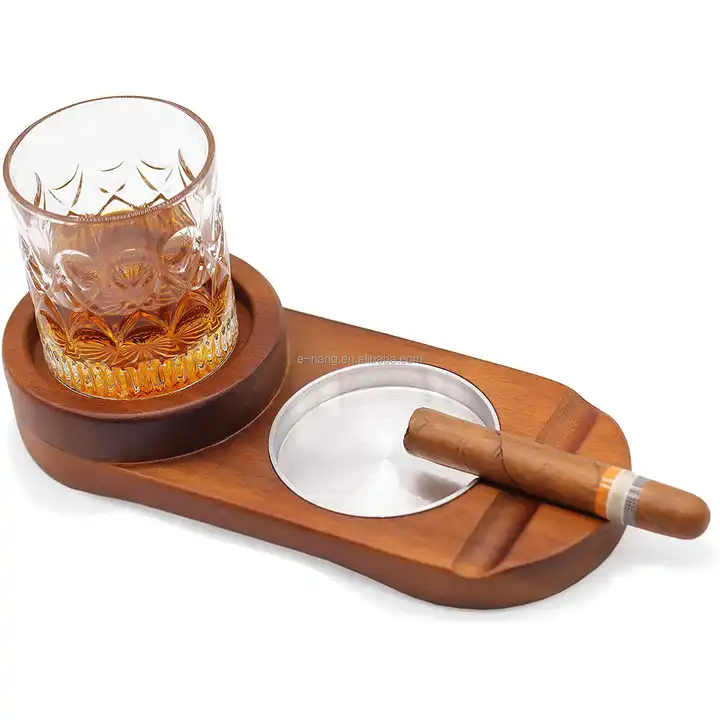 zigarre aschenbecher achterbahn whisky glas tablett halter holz zigarre  aschenbecher schlitz halten zigarren rest zubehör set geschenk