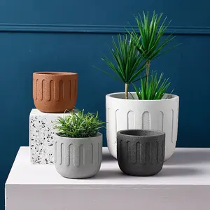 Cement Bloempot Eenvoudige En Creatieve Ingemaakte Groene Planten Radijs Bloempot Ronde