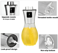 Bouteille pulvérisateur d'huile en verre de 200 ml avec couvercle en acier inoxydable 304, logo personnalisé, pour barbecue, fête, cuisson