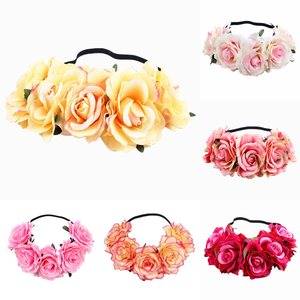 Nicro Nouveau Bandeau de Cheveux Créatif en Flanelle Colorée avec Roses, Accessoire <span class=keywords><strong>Photo</strong></span>, Réglable, 5 Fleurs Artificielles, pour Fête Costumée - Product Image 5
