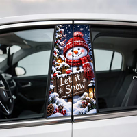 Autocollant de Noël Bonhomme de Neige pour Poteau B de Voiture, Lot de 2, Décoration de Colonne Centrale de Vitre Automobile pour Vacances d'Hiver, PVC Imperméable