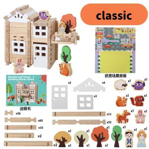 Ensemble de construction éducatif pour enfants, garçons et filles, château classique en bois, blocs de construction Prince et Princesse - Product Image 6