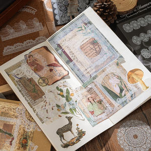 สติกเกอร์โน้ตบุ๊คกระดาษแนววินเทจ6แผ่น/แพ็คน้ำกาวสำหรับสัตว์เลี้ยงกันน้ำไดคัทเคลือบเงาสำหรับตกแต่งวันหยุด - Product Image 4