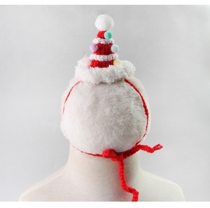JZ Crochet Santa Pet Hat Elegante accesorio de algodón de lujo <span class=keywords><strong>para</strong></span> el cabello Traje de vacaciones ajustable con cuello de volantes festivo <span class=keywords><strong>para</strong></span> el verano - Product Image 6