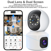 Kamera Keamanan Rumah Tuya Wi-Fi Smart Indoor Dual-Lens dengan Penglihatan Malam, Audio Dua Arah, dan Peringatan Deteksi Gerakan