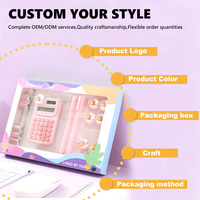 Gommes Pastel Arc-en-ciel en Métal – Fournitures Scolaires/de Bureau pour Usage Quotidien, Ensemble de Papeterie Cadeau avec Mini Calculatrice, Stylos et Pinces