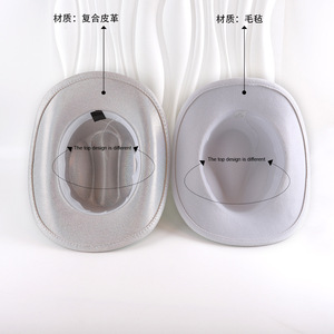 หมวกคาวบอยประดับเพชร AB สีสันสดใส หมวกทรงสูงทำจากผ้าสักหลาด สำหรับการแสดงบนเวที - Product Image 4