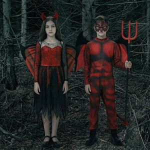 Ensemble de costumes d'Halloween Jiedi pour enfants : robe et tenue de diable avec trident et masque, style gothique, printemps 2025 - Product Image 2