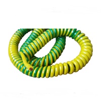 Cable de alimentación en espiral personalizado, chaqueta de PU de un solo núcleo, 2.5mm2, color amarillo y verde, 3m