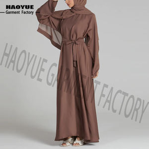 Produttore personalizzato di alta qualità Dubai elegante musulmano Casual marrone Maxi abito per le donne - Product Image 3