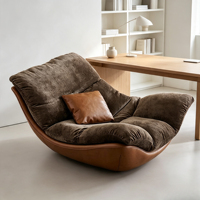 Fauteuil lounge en chenille courbé design, canapé individuel ergonomique, chaise longue moderne pour salon