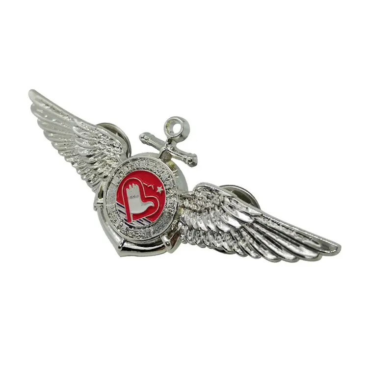 Airline wing pin badge Emblem nameplate 3D custom metal badge Custom made wing badges