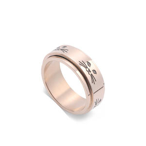 Cincin Gaya Hip-Hop Amerika Eropa, Baja Titanium, Anti-Stres, Anti-Kecemasan, Cincin Kucing Berputar Populer - Product Image 3