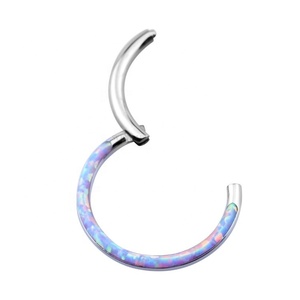 <span class=keywords><strong>Opal</strong></span> menteşeli burun yüzük ASTM F136 titanyum Clicker altın kaplama küpe hediye için burun Piercing takı için çemberler - Product Image 4