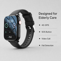 Montre connectée pour personnes âgées avec positionnement GPS 4G, appel vidéo, détection de chute SOS, moniteur de fréquence cardiaque, étanche IP67, longue autonomie